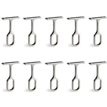 Emuca 7061025 Soporte Central para Barra de Armario Oval, Gris Metalizado, Set de 10 Piezas