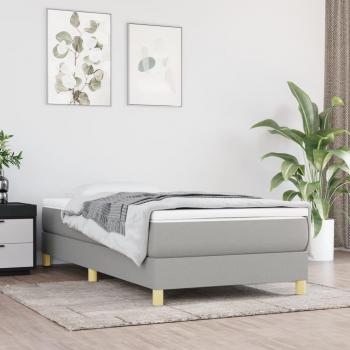 Cama box spring con colchón de muelles gris claro 90x190 cm Tela Vidaxl