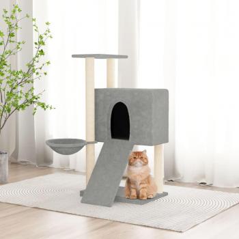 Rascador para Gatos Day and Night con postes de sisal gris claro de 96 cm