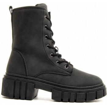 Montevita Botas en color negro para mujer, estilo militar y suela cómoda