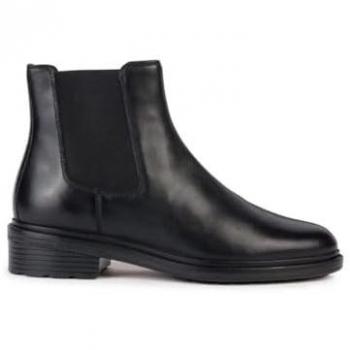 Geox Women's Black Leather Ankle Boots Walk Pleasure