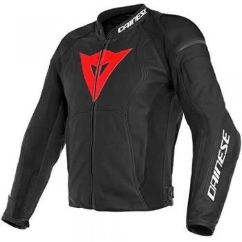 Dainese Chaqueta de motorista con protectores para moto, chaqueta de piel Nexus, para hombre, atletas, todo el año blanco / rojo 46
