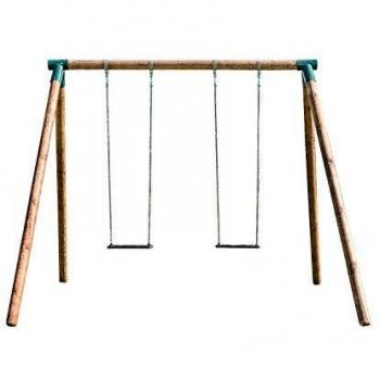 MASGAMES | Columpio de Madera Fuji para Adultos | Asientos de Caucho con Cadenas Planos | Madera tratada Muy Gruesa | Anclajes incluidos | Uso doméstico |