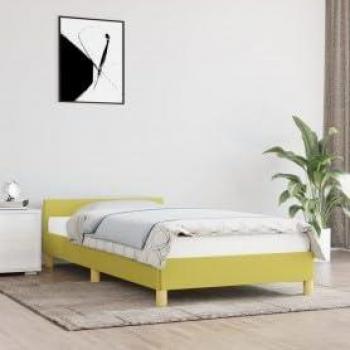 Estructura de cama con cabecero verde 80x200 cm en tela