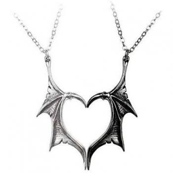 Alchemy Gothic Demon Wings Sweetheart Unisex Collar Negro/Plateado, Peltre,