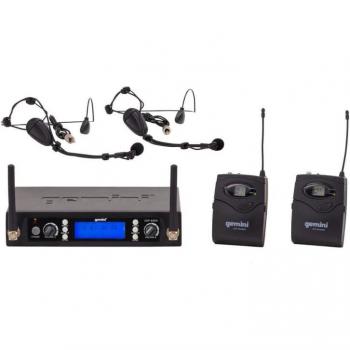 Gemini UHF-6200HL Dual Channel Wireless PLL System with 2x Headset Lavalier Mic