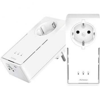 Kit Powerline Strong 2000 Mbit/s - Pack de 2 Adaptadores Ethernet Gigabit con Enchufe Filtrado, Ideal para Streaming y Conexiones Múltiples