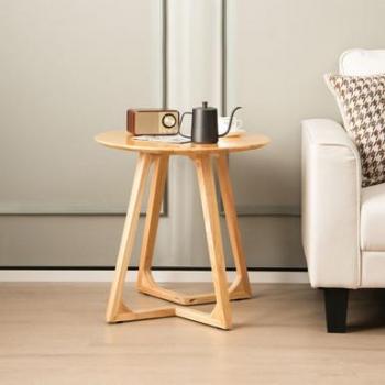 24-Inch Natural Solid Rubberwood Round End Table for Small Spaces