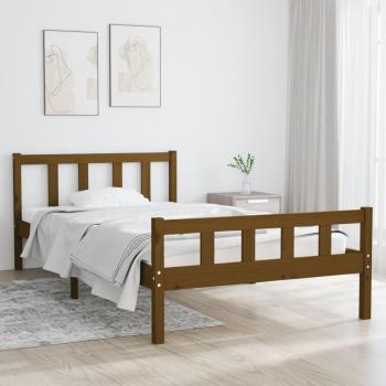 Estructura de cama de madera maciza redonda húmeda miel 90x200 cm