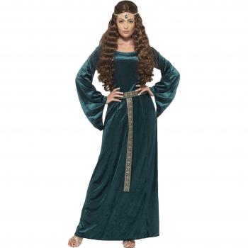 Disfraz de Doncella Medieval Verde con Vestido y Diadema para Mujer