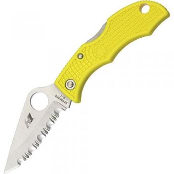 Spyderco Ladybug 3 Salt Yellow FRN Handle, H-1 Serrated Blade Fold Knife