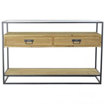 Consola DKD Home Decor 8424001831234 Negro Multicolor Marrón claro Metal Cristal Abeto 120 x 40 x 76 cm