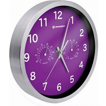 Bresser MyTime Thermo-/ Hygro Reloj de Pared, Morado, 25 x 25 x 4.6 cm