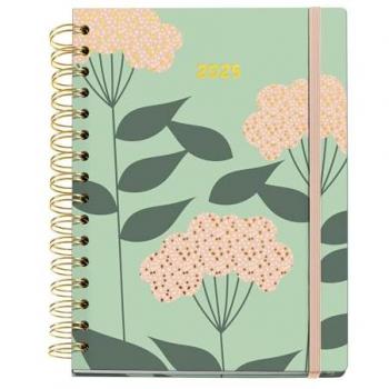 Agenda Anual 2025 Miquelrius Jessica Nielsen 155x213 mm Doble Espiral Semana Vista Diseño Hortensias