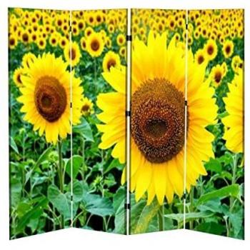 Divisor de habitación plegable para campo de privacidad de girasoles, portátil, independiente, separador
