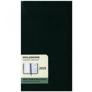 Agenda Moleskine 2025 Semana Vista Tapa Dura Color Verde Mirto Formato Grande 13x21 cm con Cierre Elástico y Espacio para Notas