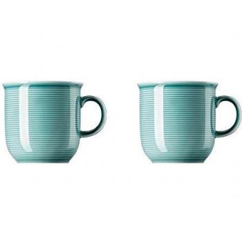 Taza de Porcelana con Asa Grande 360ml Color Hielo Azul, Apta para Lavavajillas y Microondas