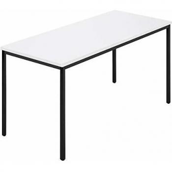 Mesa rectangular de tubo cuadrado revestido 140x70 cm, blanca/antracita