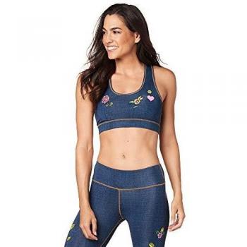 Zumba Sujetador Deportivo con Soporte de Alto Impacto para Mujer Mediano Amor Denim