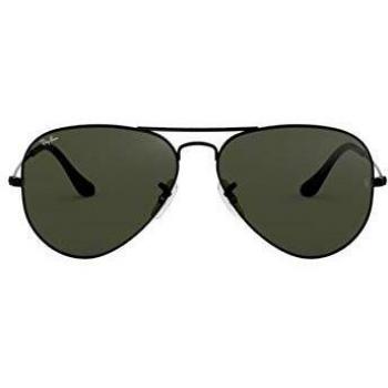Black Metal Aviator Sunglasses With Green Lens