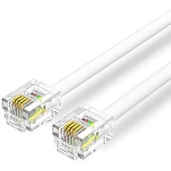 CABLEPELADO Cable de telefono RJ11 | Cable Modular 6P4C | Cable Western RJ11 | Cable de Teléfono Fax Módem Router DSL VDSL ISDN Internet | Blanco | 10 metros