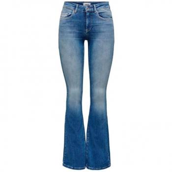 Vaquero Only Blush Flared azul para mujer, Pantalón Only Onlblush Mid Flared REA1319 Medium Blue Denim mujer