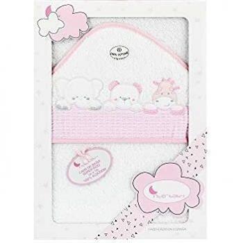 Interbaby 01218-12 - Capa de baño Three Animals Blanco y Rosa, Unisex