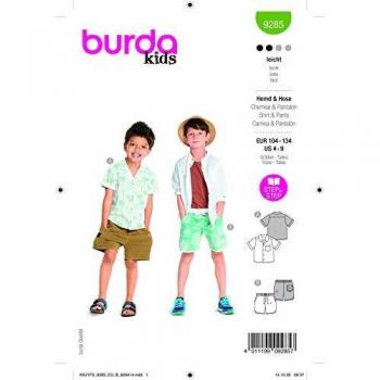 Burda 9285 - Patrón de costura para confeccionar camisa y pantalones infantiles