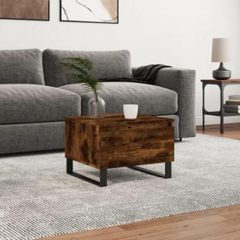 Mesa de centro de madera de ingeniería 50x46x35 cm en colores Blanco, Negro y Roble Sonoma - VidaXL