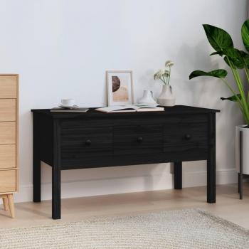 Mesa baja de madera maciza de pino negra 102x49x55 cm
