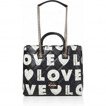 Love Moschino - Borsa Matt Nappa Pu, Bolso de mano Mujer, Negro