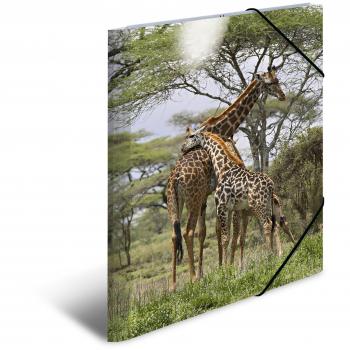 Carpeta de esquina HERMA Giraffe, A3, PP brillante, con gummizug y diseño animal