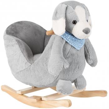 Balancín con asiento Grey Puppy Kikkaboo Balancín Perro Con Asiento - Balancín para niños, diseño de perro, asiento cómodo y seguro, estructura resistente, ideal para el desarrollo motor y equilibrio