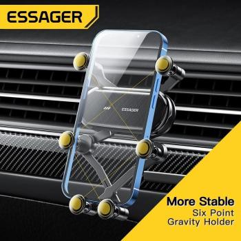 Soporte de teléfono para carro Essager con gravedad de seis puntos, clip de ventilación, soporte GPS para iPhone 14, Samsung y Xiaomi