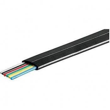 Cable telefónico plano 6 hilos negro 100 m AWG 30 cobre