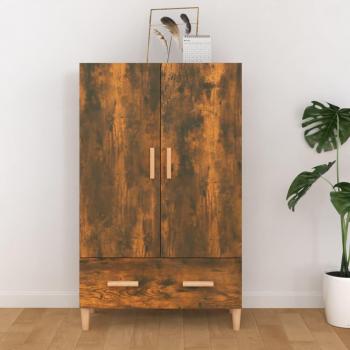 Aparador de madera contrachapada 70x31x115 cm, mueble de almacenaje de salón con puertas y cajón de madera, buffet moderno, armario auxiliar y de almacenamiento en roble ahumado