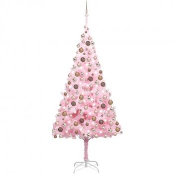 vidaXL Artificial Pre-lit Christmas Tree with Ball Set Pink 240 cm PVC