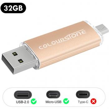 OTG Memoria USB 2.0, Colourstone 32GB Pendrive del Puerto Dual Compatible con Samsung Huawei Smartphones y Tablets Memoria Externa