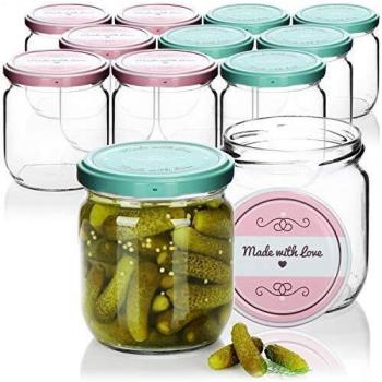 COM-FOUR® 12x Frascos conservantes con tapa de roscaMade with love, hasta Ø 82 mm