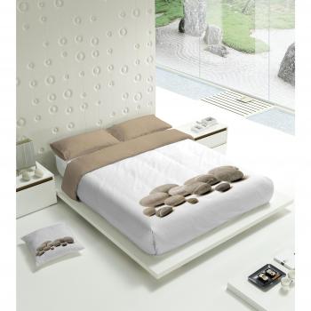 TSUKI Heiwa Funda Nórdica, algodón, Blanco/Marrón, Cama 135