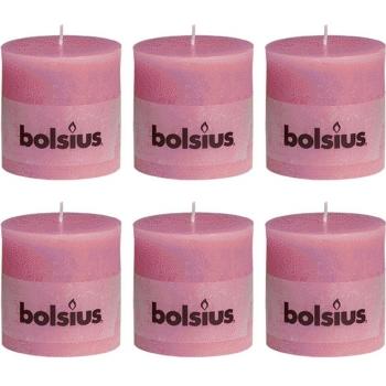 6 x Bolsius Vela del Pilar Rústica 100 x 100 mm Rosa
