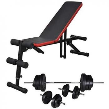 vidaXL Banco Musculación Barras Mancuernas 30,5kg Pesa Ejercicio Entrenamiento