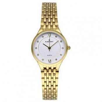 Reloj analógico para Mujer de Radiant. Colección Brave. Reloj Dorado con Brazalete y Esfera Blanca. 3ATM. 28mm. Referencia RA526202.