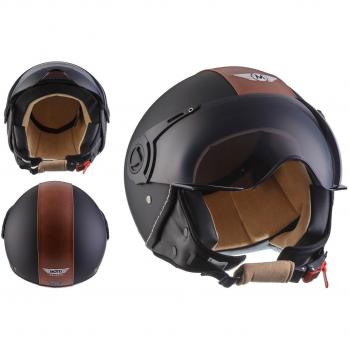 MOTO Helmets H44 - Helmet Casco de Moto, Negro/Vintage Negro, M