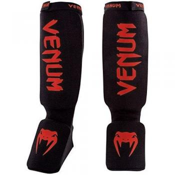 Venum VENUM-0480-100 Espinilleras de Boxeo, Unisex Adulto, Negro/Rojo, Talla Única
