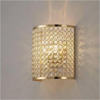 Aplique de pared rectangular Ava de 2 bombillas en oro y cristal