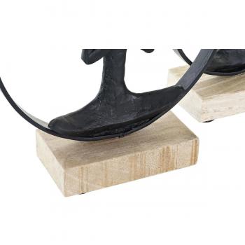 Figura Decorativa DKD Home Decor 23 x 10 x 27 cm Negro Marrón Yoga (2 Unidades)