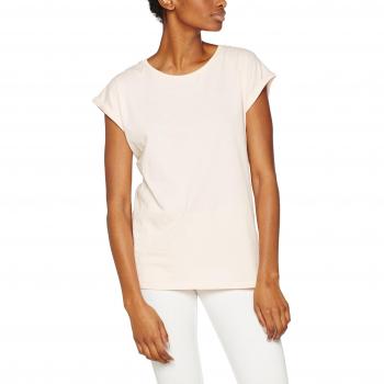 Camiseta de Mujer Urban Classic con Hombros Extendidos, 100% Algodón, Ajuste Suelto, Color Rosa