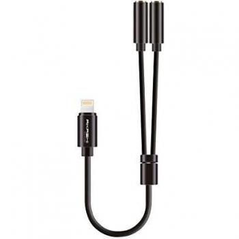 Adaptador de Audio y Carga para iPhone Lightning a Doble Jack 3.5mm - Negro