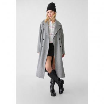 Soft-Touch Grey Melange Trench Coat S